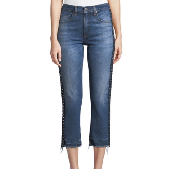 Ines Rhinestone Studded Tuxedo Stripe Jeans 27 - Picture 7 of 8